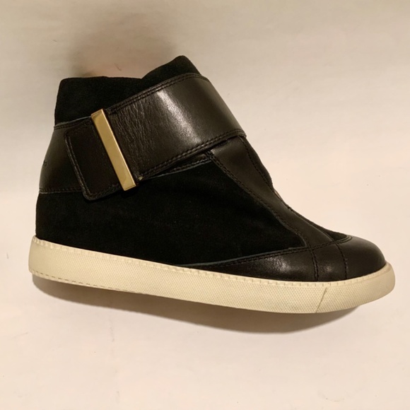 SEE BY CHLOE Shoes Sami Black Nappa Leather High Top Ankle Sneaker with Buckle - Picture 4 of 11